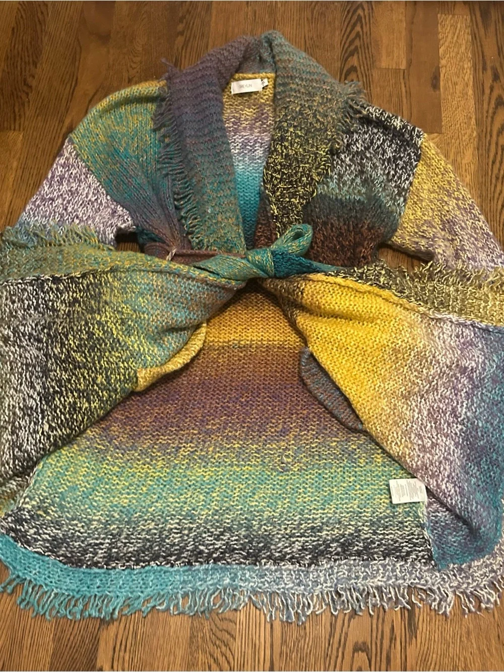 Anthropologie Pastel Multicolor Open-Front Knit Cardigan Graylin - Picture 8 of 10